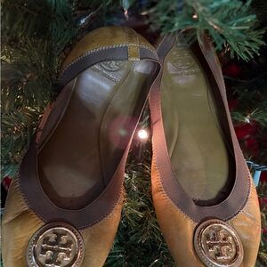 Brown Loafers with Gold Emblem